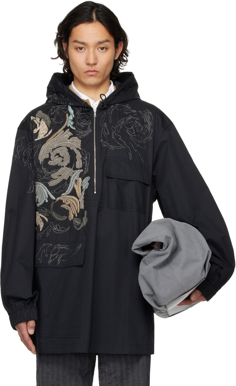 Вітровка Dries Van Noten Dries Van Noten Embroidered Hooded Anorak чорний | 251-020545-1147