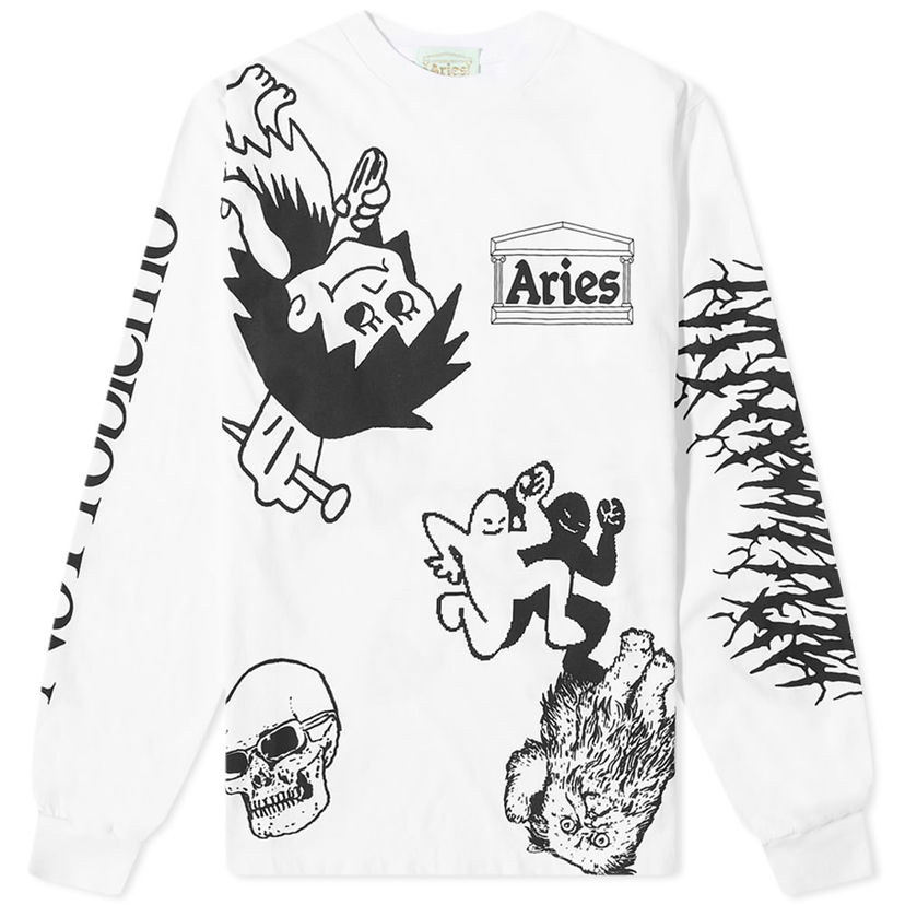 Футболка Aries Aries Long Sleeve Graphic T-Shirt білий | FTAR60024-WHT
