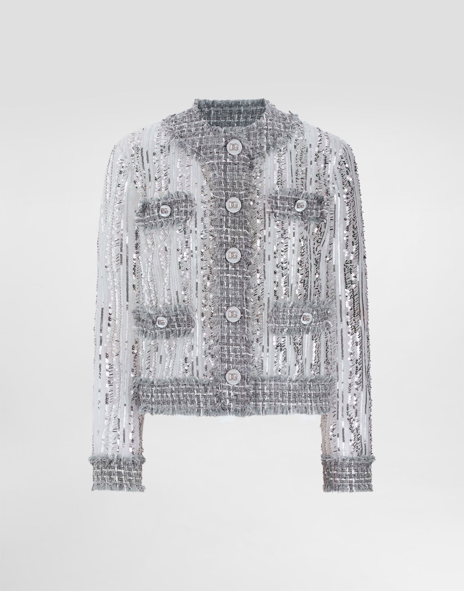 Куртка Dolce & Gabbana Dolce & Gabbana Tulle Gabbana Jacket with Sequin Embroidery Сірий | F27DLTFLSKCS0998, 0