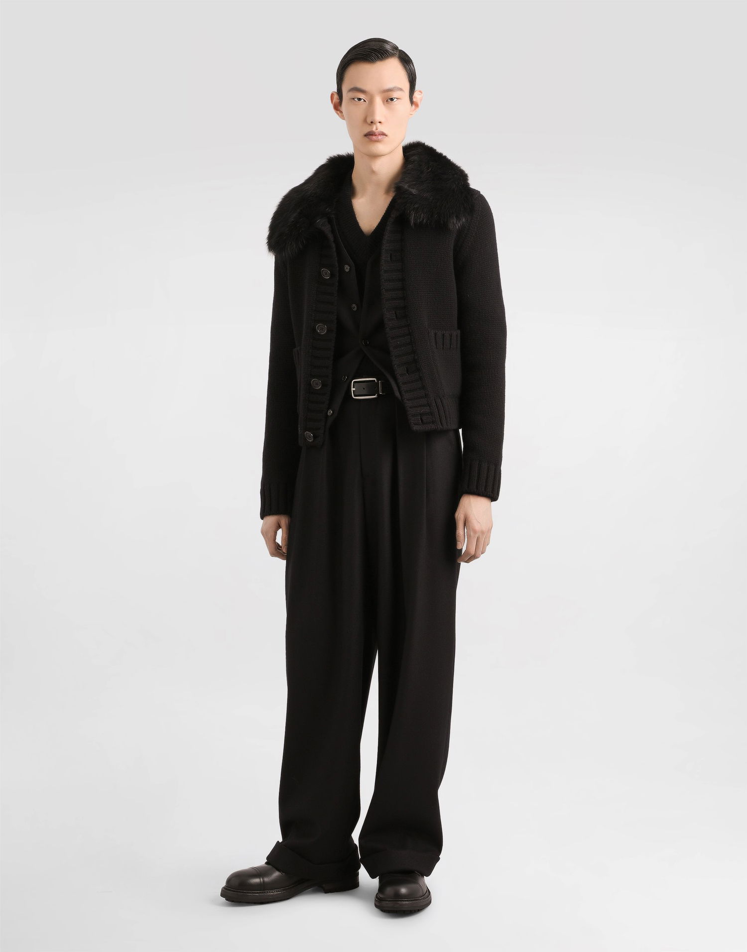 Куртка Dolce & Gabbana Dolce & Gabbana Wool Jacket with Faux Fur Collar чорний | GXVD3ZJDVBZN0000, 1