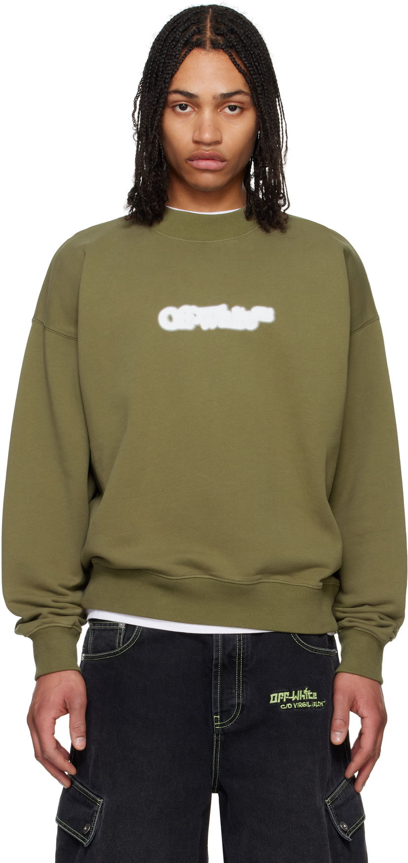 Світшоти Off-White Off-White Spray Arrow Skate Sweatshirt Зелений | OMBA054S25FLE0045601