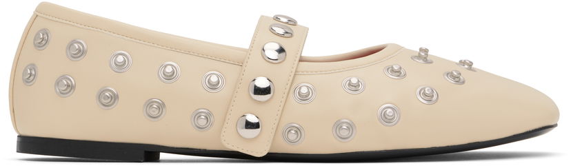 Кросівки та взуття Stella McCartney Stella McCartney Ryder Popper-Studded Ballerina Flats бежевий | 810473W1G90
