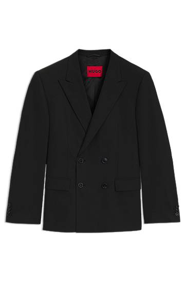 Куртка BOSS HUGO Slim-Fit Double-Breasted Stretch Wool-Blend Jacket чорний | 50537779