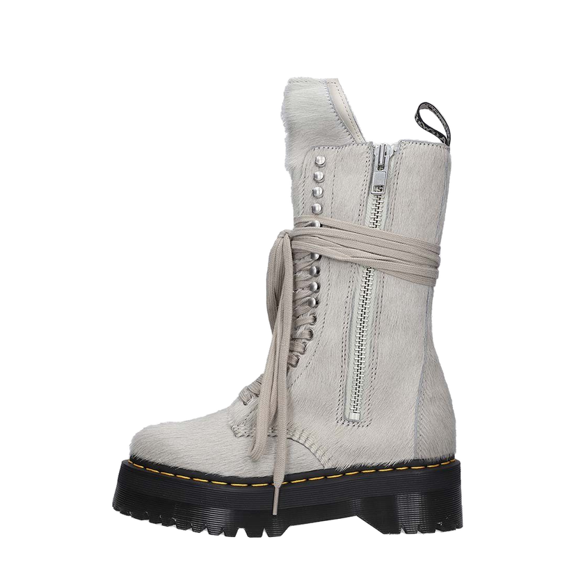 Кросівки та взуття Rick Owens Fur Boots Platform Сірий | DW02B3801.0049.PEARL
