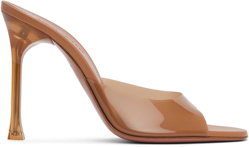 Одяг Amina Muaddi Amina Muaddi Alexa Glass Slipper 105 Heeled Sandals Коричневий | ALEXA GLASS SLIPPER PVC