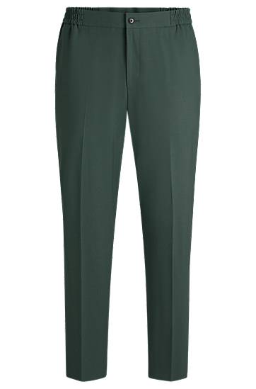 Штани BOSS Slim-Fit Wool-Blend Poplin Trousers Зелений | 50530110