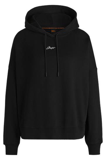 Світшоти BOSS Oversized Cotton Terry Hoodie with Handwritten Logo чорний | 50547572