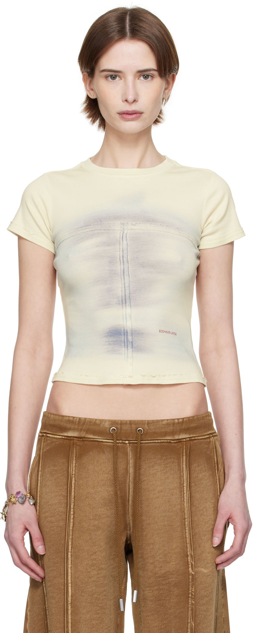 Кроп-топи Eckhaus Latta Eckhaus Latta Lapped Baby T-Shirt Жовтий | 303-EL-PS25-O -