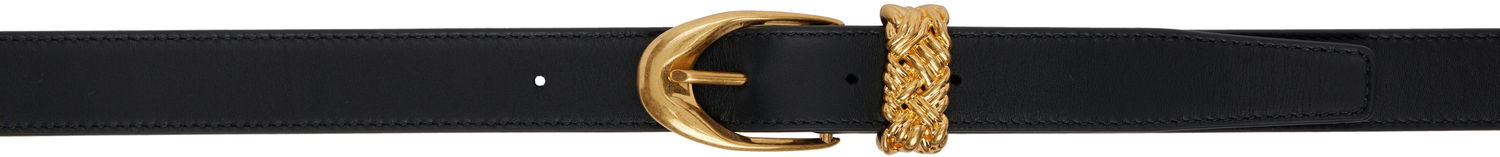 Ремені Bottega Veneta Bottega Veneta Intreccio Loop Leather Belt чорний | 805113 VALKO, 0