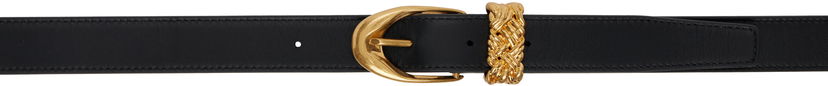 Ремені Bottega Veneta Bottega Veneta Intreccio Loop Leather Belt чорний | 805113 VALKO