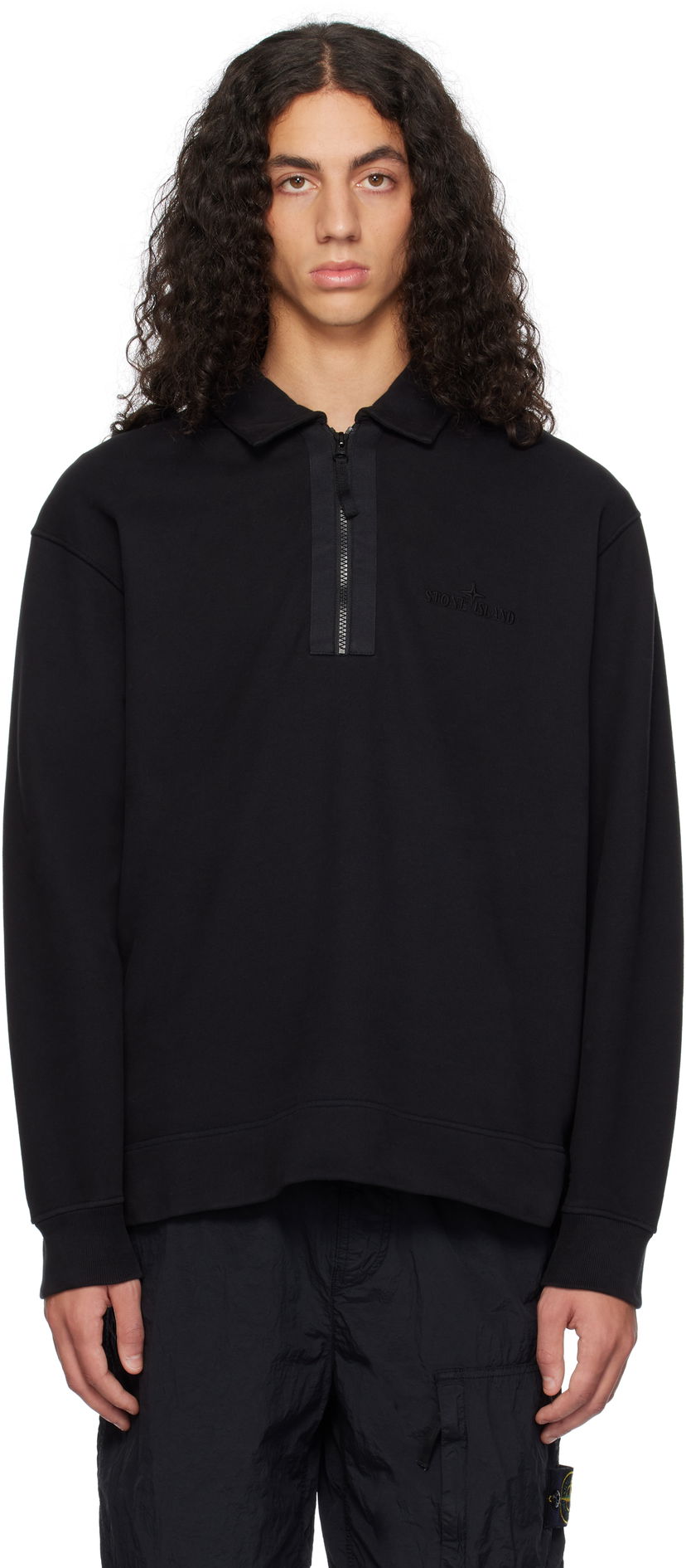 Світшоти Stone Island Stone Island Half-Zip Polo Sweatshirt чорний | 811565120