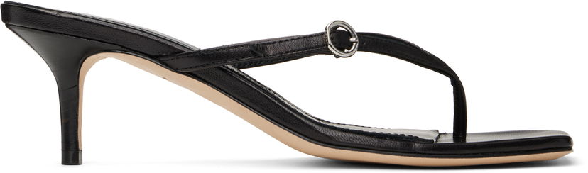 Аксесуари Aeyde Aeyde Leigh Leather Toe-Post Heeled Sandals чорний | A11-HS-GAIS55TB162-SS25-800-007
