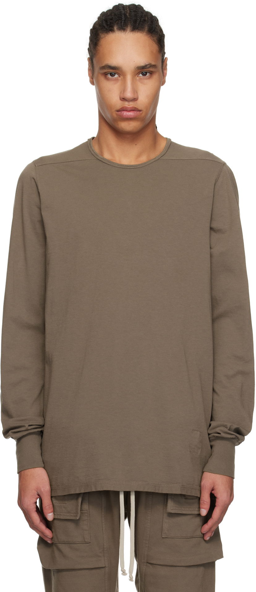 Футболка Rick Owens Rick Owens DRKSHDW Hollywood Level Long Sleeve T-Shirt Коричневий | DU01E3260 RN