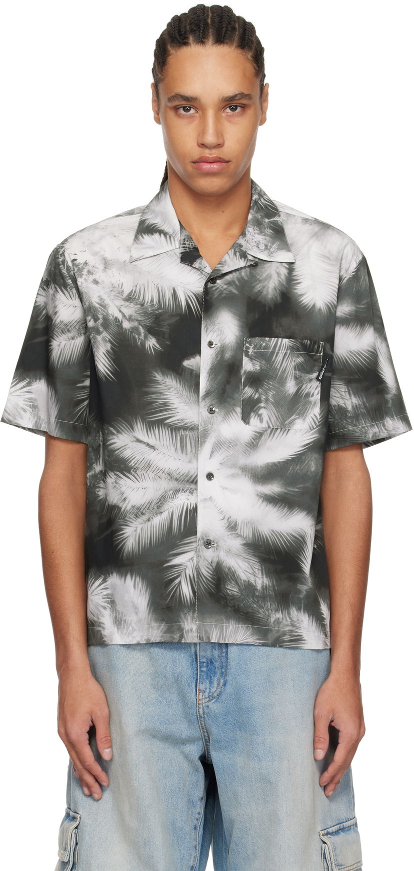 Сорочка Palm Angels Palm Angels Blueprint Palms Shirt Сірий | PMGG005S25FAB0031003