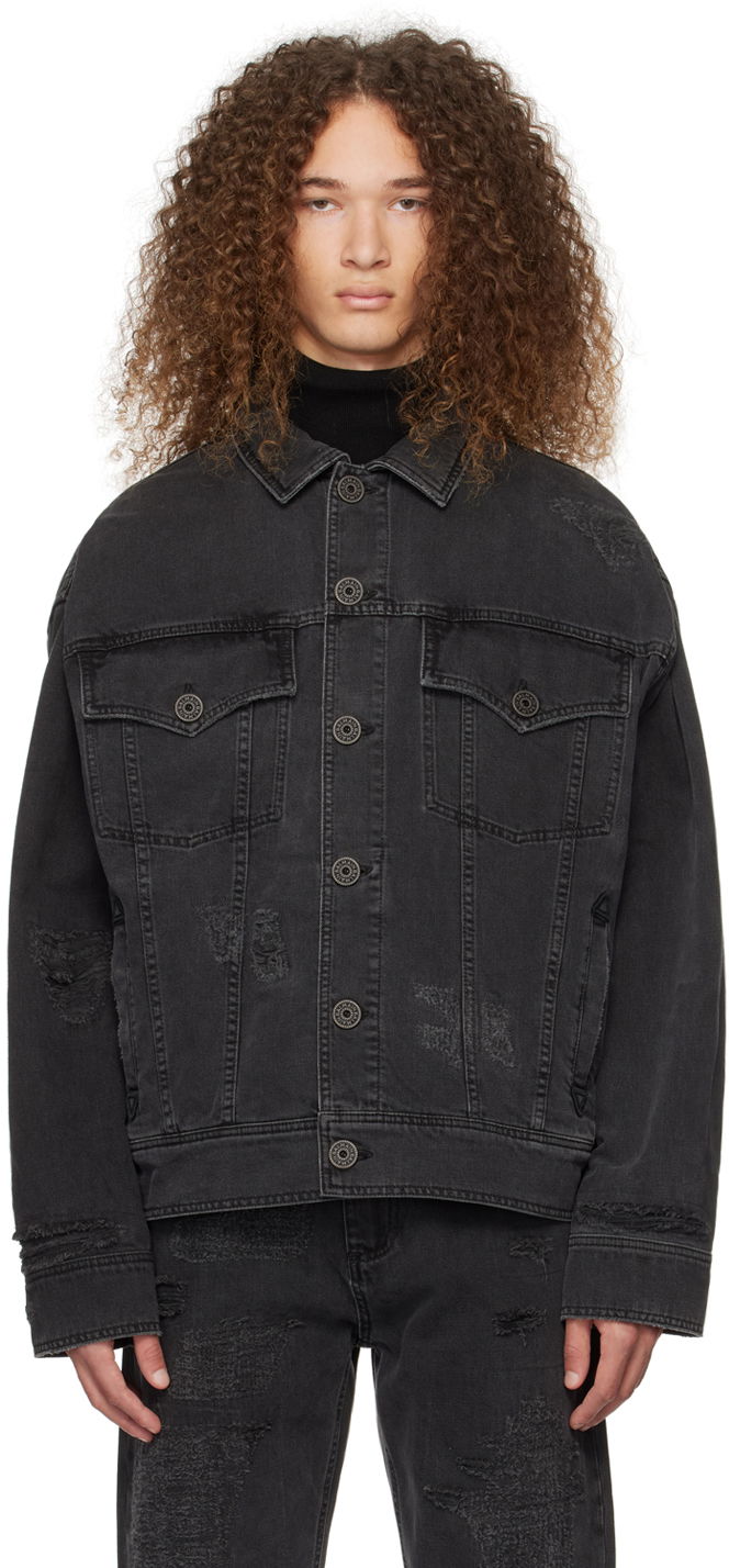 Куртка Balmain Distressed Denim Jacket чорний | CH1TC300DD95