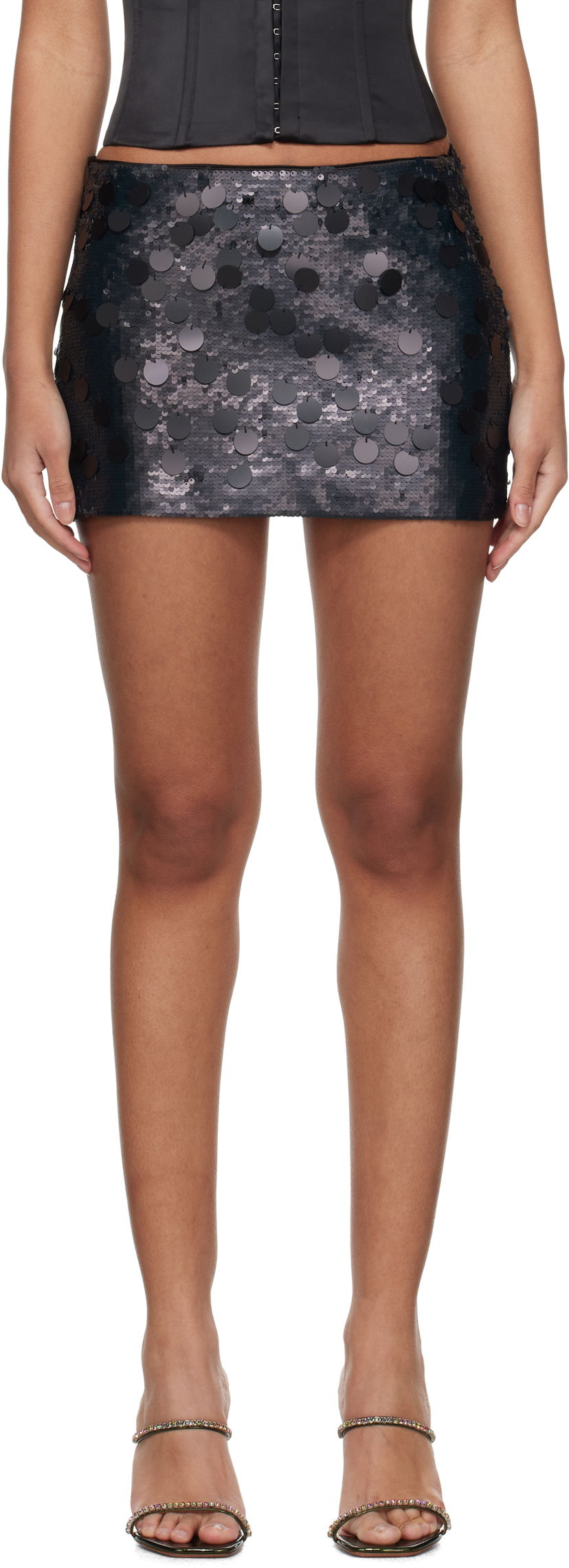 Спідниця GUIZIO Guizio Low Rise Sequin Miniskirt чорний | C00305W020