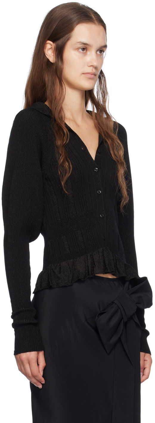 Cветр Simone Rocha Simone Rocha Plaited Tinsel Hooded Cardigan чорний | HMK34 0624, 1