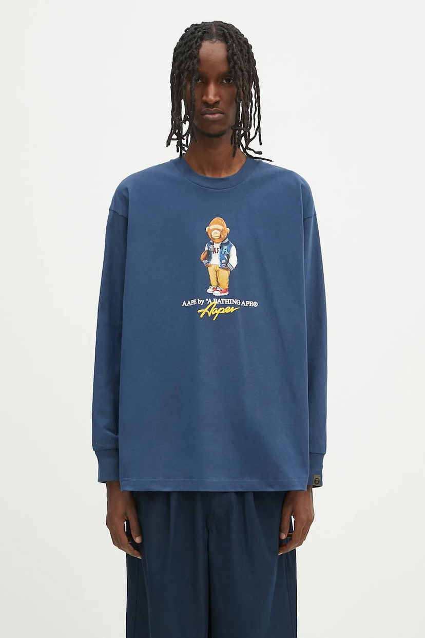 Світшоти AAPE by A Bathing Ape AAPE By A Bathing Ape Theme Aaper Long Sleeve T-Shirt Синій | AAPLTM1610XXO
