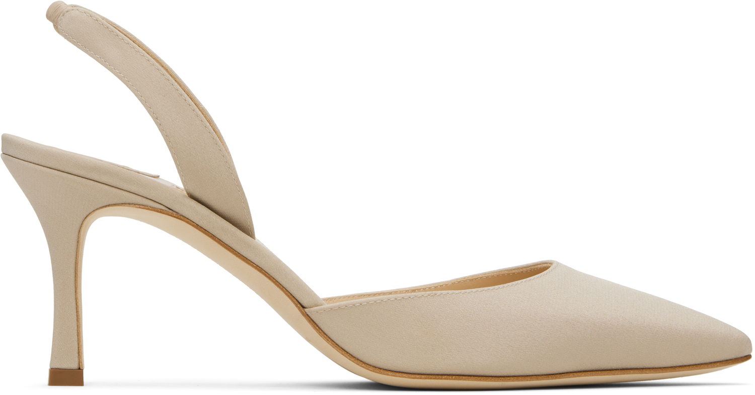 Аксесуари Manolo Blahnik Manolo Blahnik Carolyne 70 Slingback Heeled Sandals бежевий | 225-1891, 0