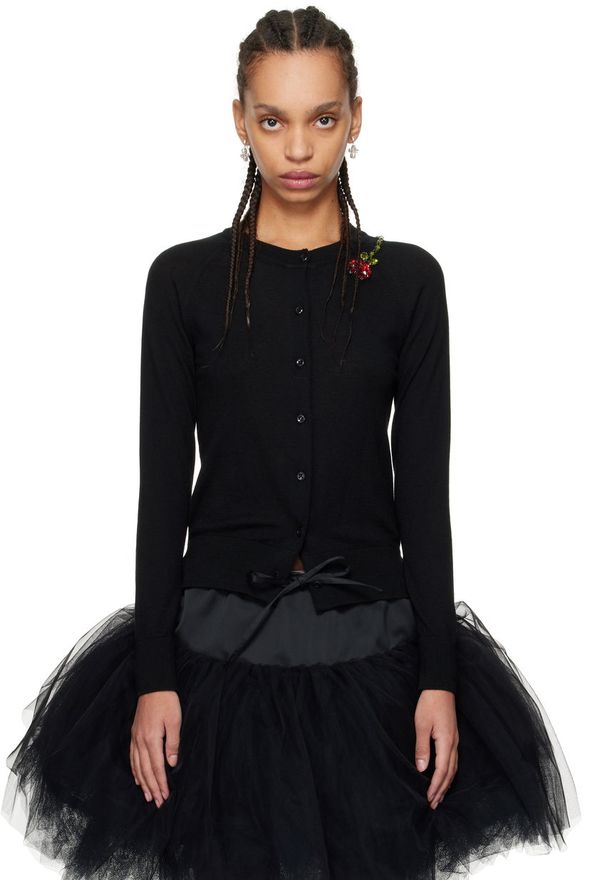 Cветр Simone Rocha Simone Rocha Embellished Flower Cardigan чорний | KMK13TB 0647