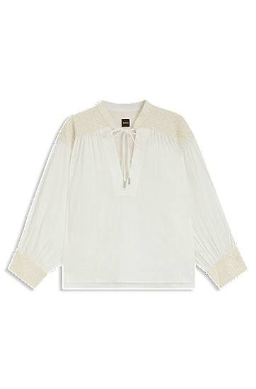Сорочка BOSS Regular-Fit Dobby Cotton Voile Blouse білий | 50546176