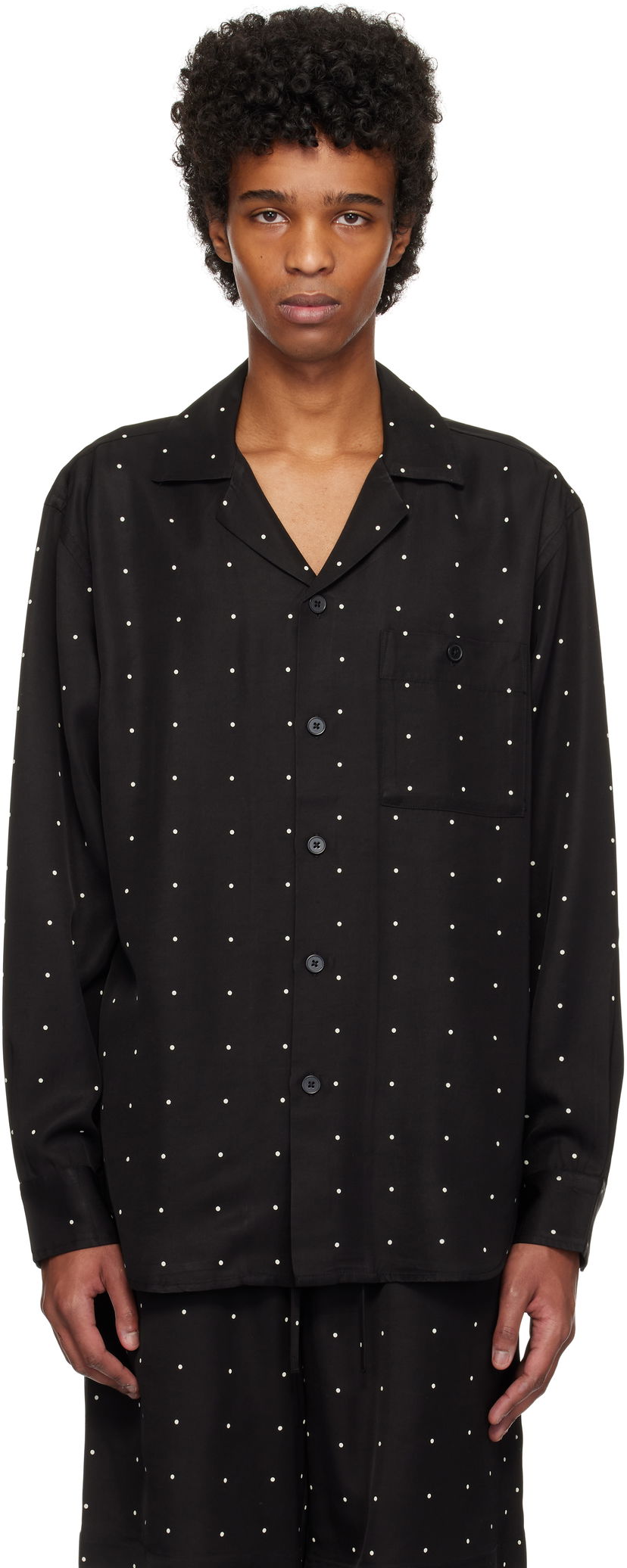 Сорочка Róhe Dotted Loose Camp Collar Shirt чорний | 314-19-075