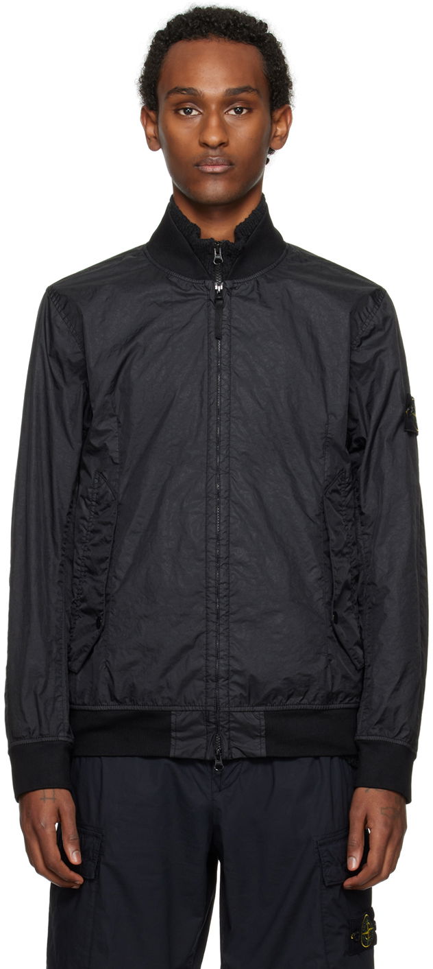 Куртка бомбер Stone Island Crinkled Bomber Jacket чорний | 801541223