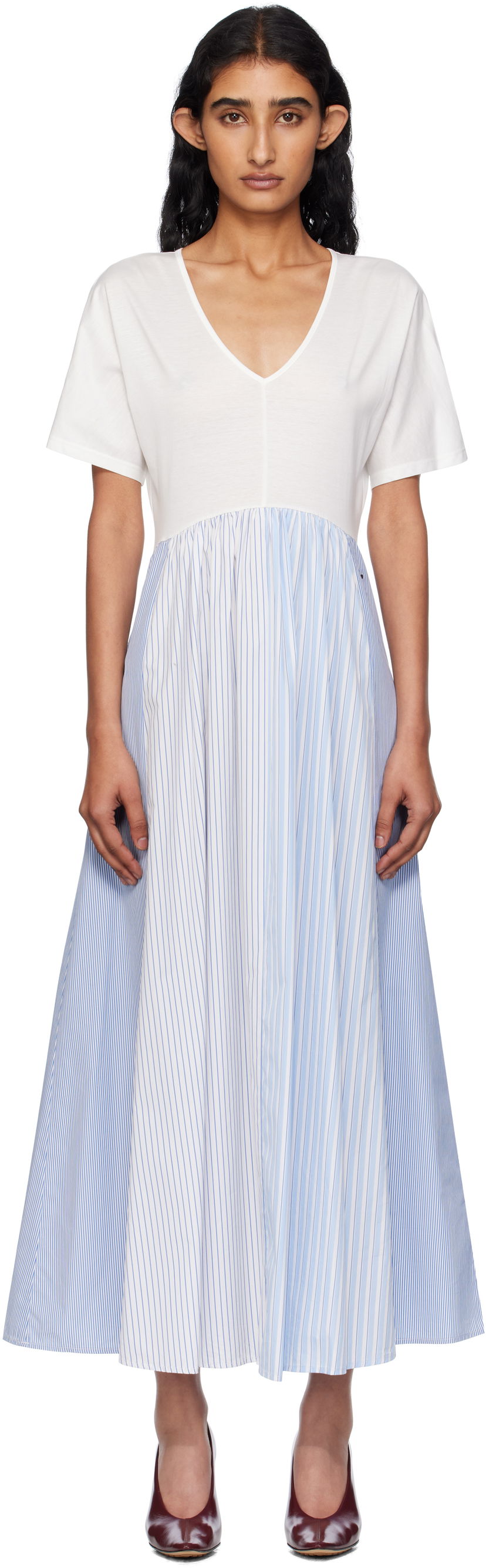 плаття Max Mara Weekend Max Mara Bronzo Striped Midi Dress білий | 2515621082600