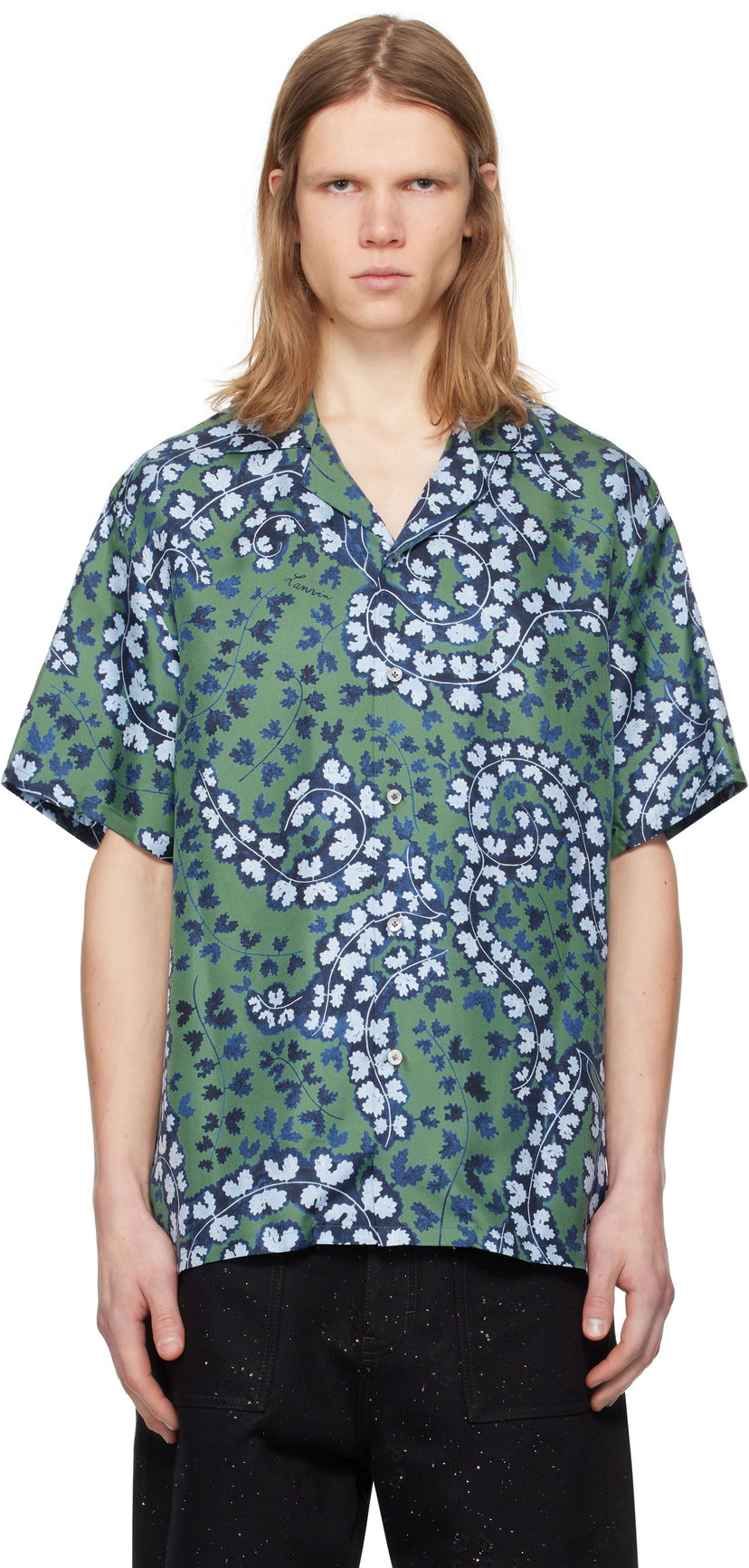 Сорочка LANVIN Lanvin Rateau Print Bowling Shirt Зелений | RM-SI0019-6057-P25