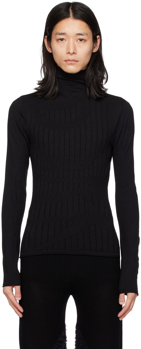 Футболка Dion Lee Fitted Ribbed Turtleneck Top чорний | C7104F22
