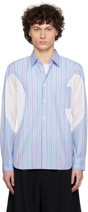 Сорочка Comme des Garçons Broad Stripe x Polyester Mesh Shirt Синій | DO-B025-051, 0