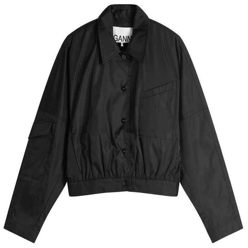 Куртка бомбер GANNI Ganni Duchesse Nylon Short Jacket чорний | W0462