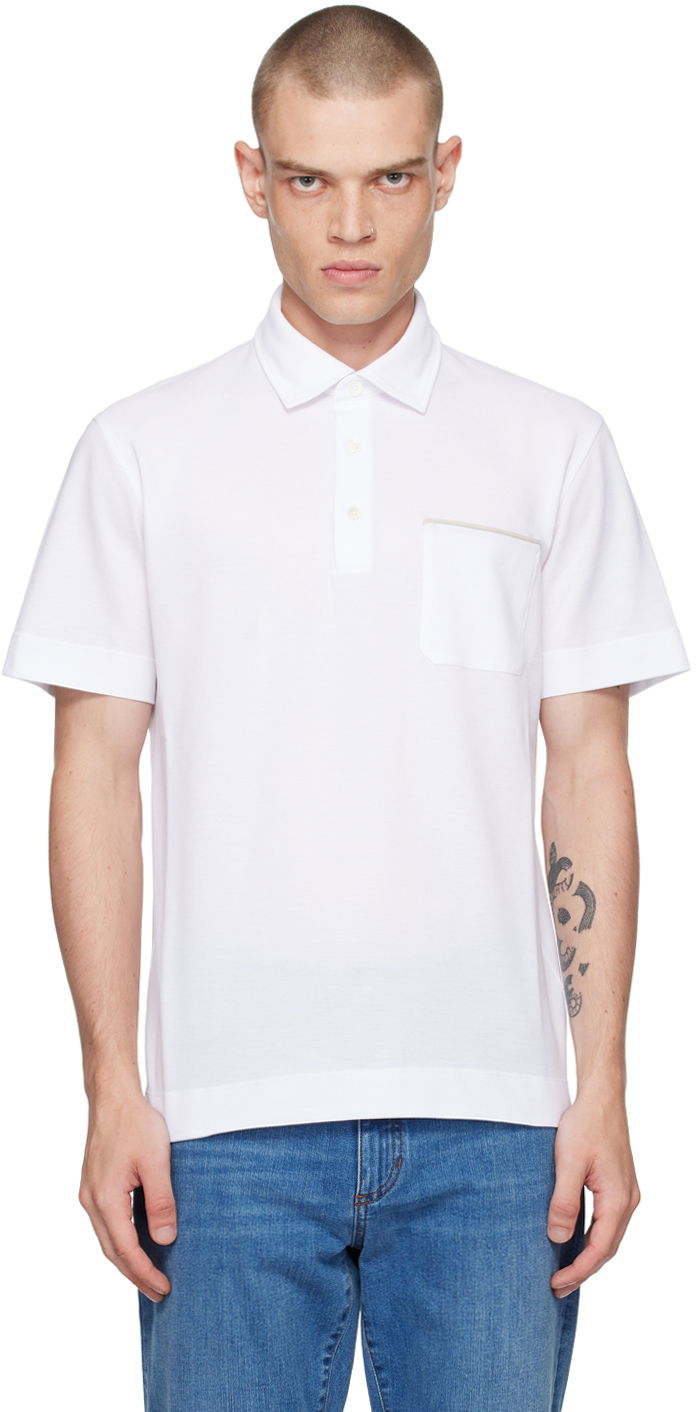 Сорочка поло ZEGNA White Pocket Polo білий | UE392A8-E752