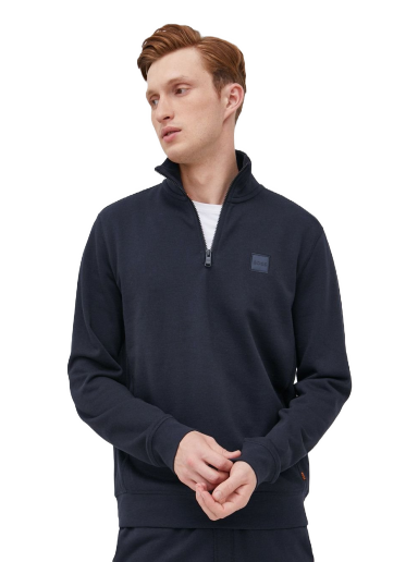 Світшоти BOSS Logo Patch Zip-Neck Sweatshirt темно-синій | 50468926