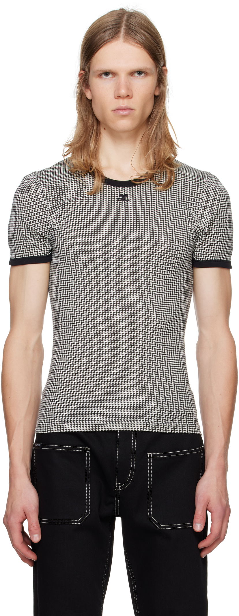 Футболка Courrèges Courrèges Houndstooth Print T-Shirt білий | 324JTS020JS0167