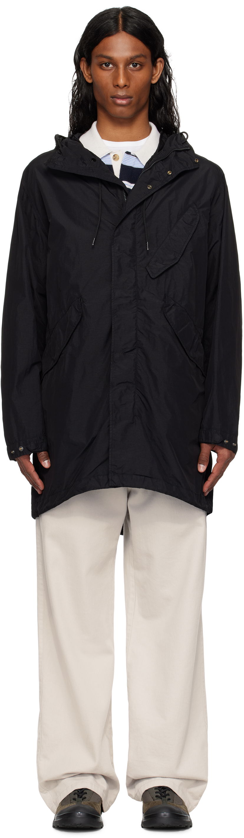 Вітровка C.P. Company C.P. Company Flatt Nylon Goggle Fishtail Parka чорний | 18CMOW064A-005991G