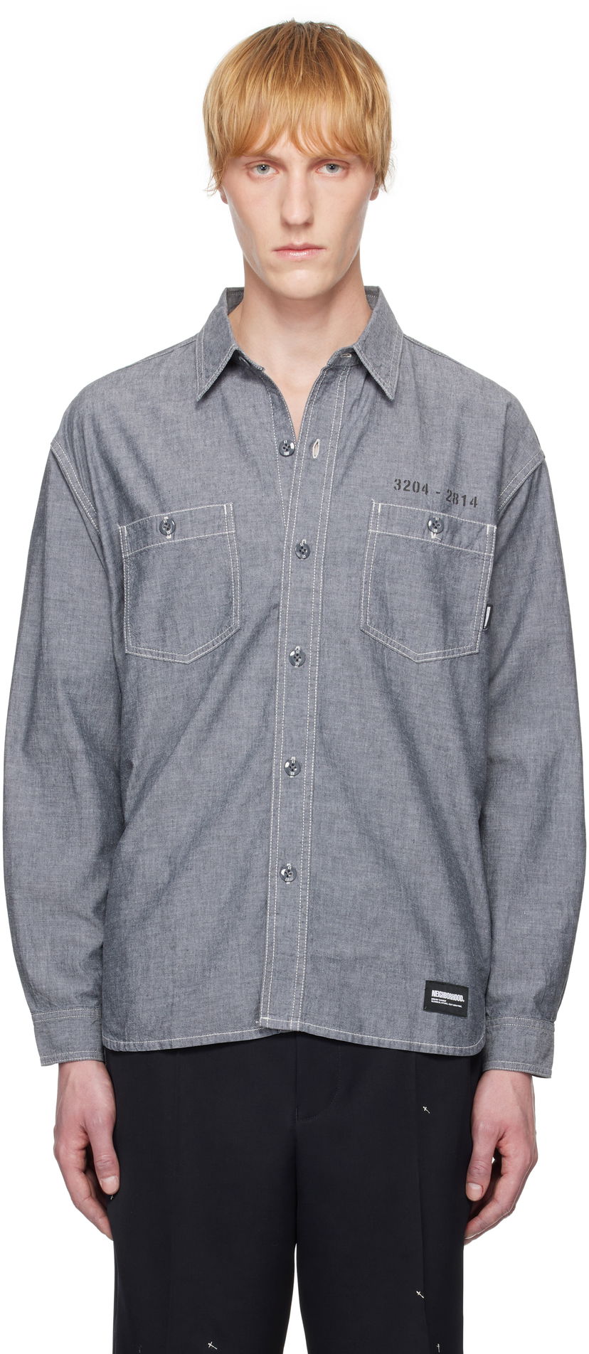 Сорочка Neighborhood Neighborhood Chambray Long Sleeve Shirt Сірий | 251ARNH-SHM02