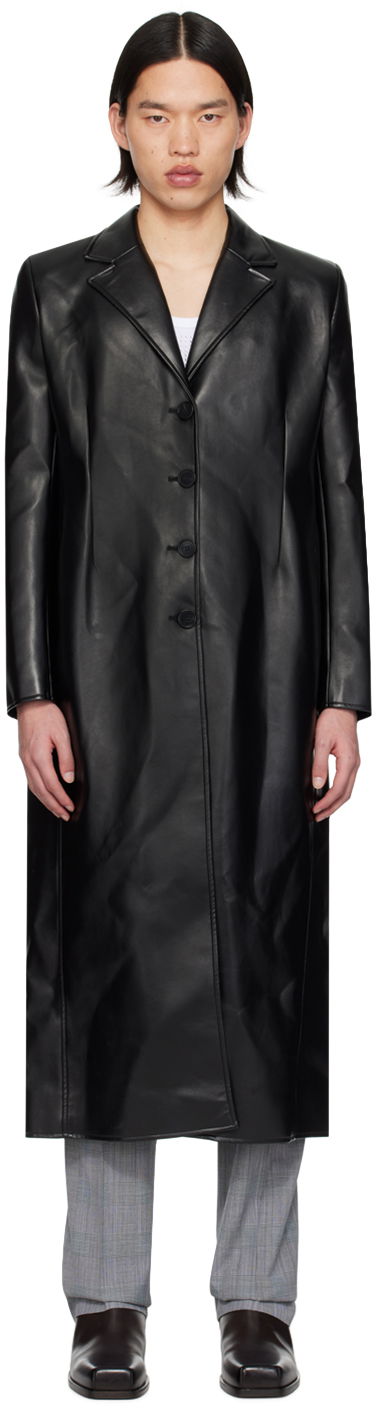 Пальто Coperni Coperni Button Faux-Leather Longline Coat чорний | COPM20829MEN