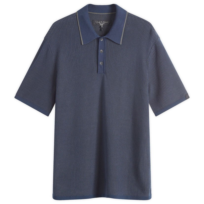 Сорочка поло rag & bone Harvey Knit Polo Синій | MBS24S017BC17