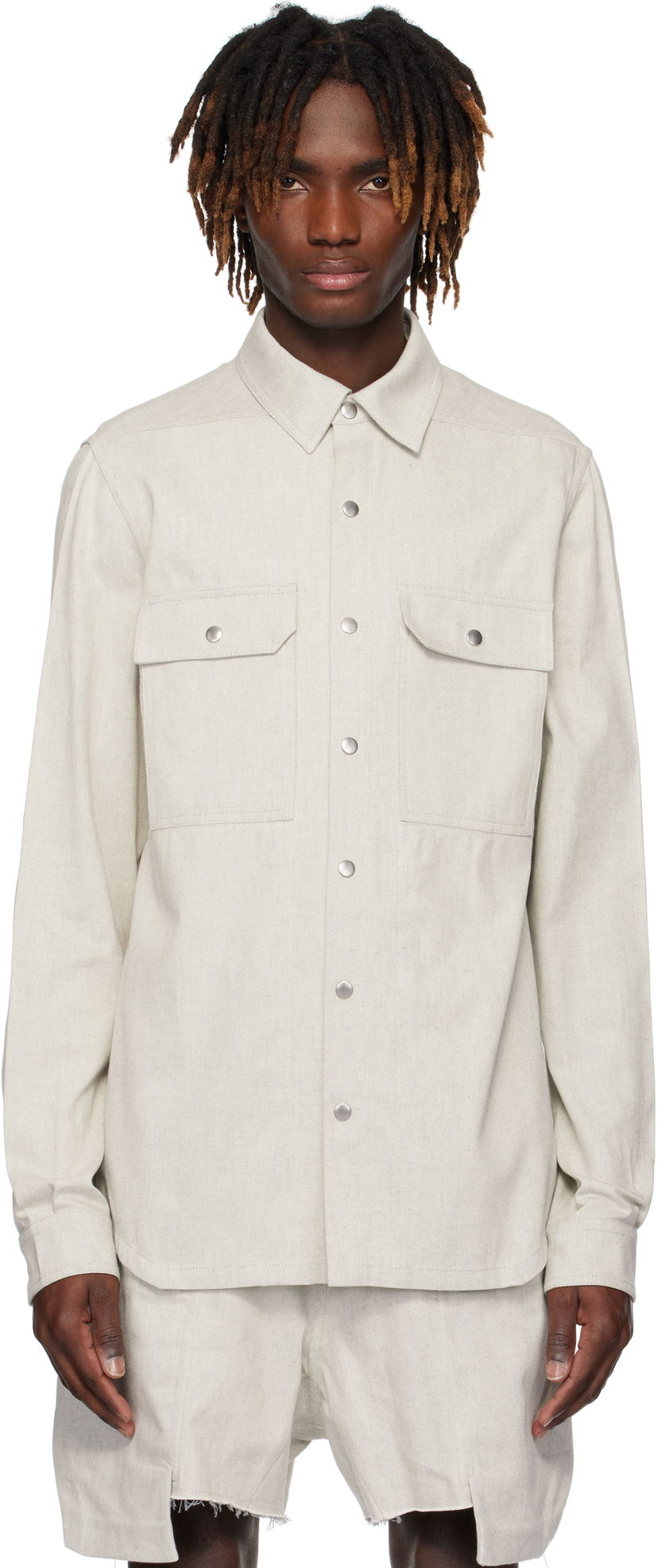 Сорочка Rick Owens Rick Owens Hollywood Denim Overshirt бежевий | RU01E5729 DRD