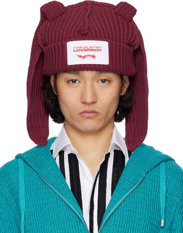 Шапка Charles Jeffrey Loverboy Charles Jeffrey LOVERBOY Chunky Knit Rabbit Beanie Бордовий | 54130402, 0