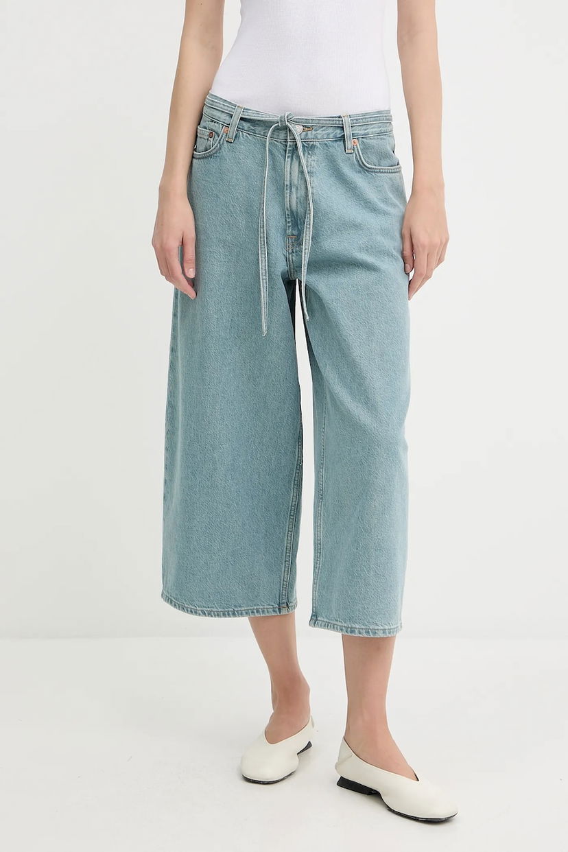 Джинси Samsoe Samsoe Samsoe Samsoe SAHARPER High Waist Wide Leg Cropped Jeans Синій | F25200011