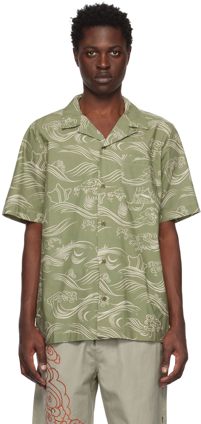 Сорочка Maharishi Wave Print Relaxed Fit Shirt Зелений | 4263