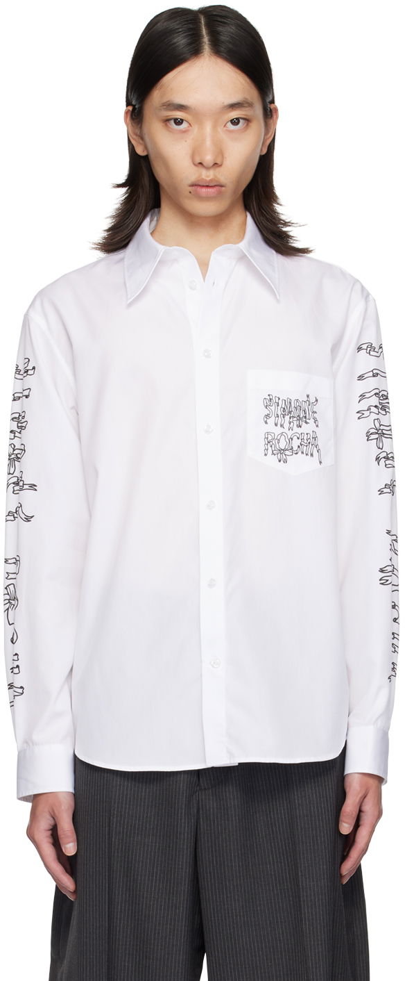 Сорочка Simone Rocha Simone Rocha Ribbon Logo Print Shirt білий | 5281P1921 1025