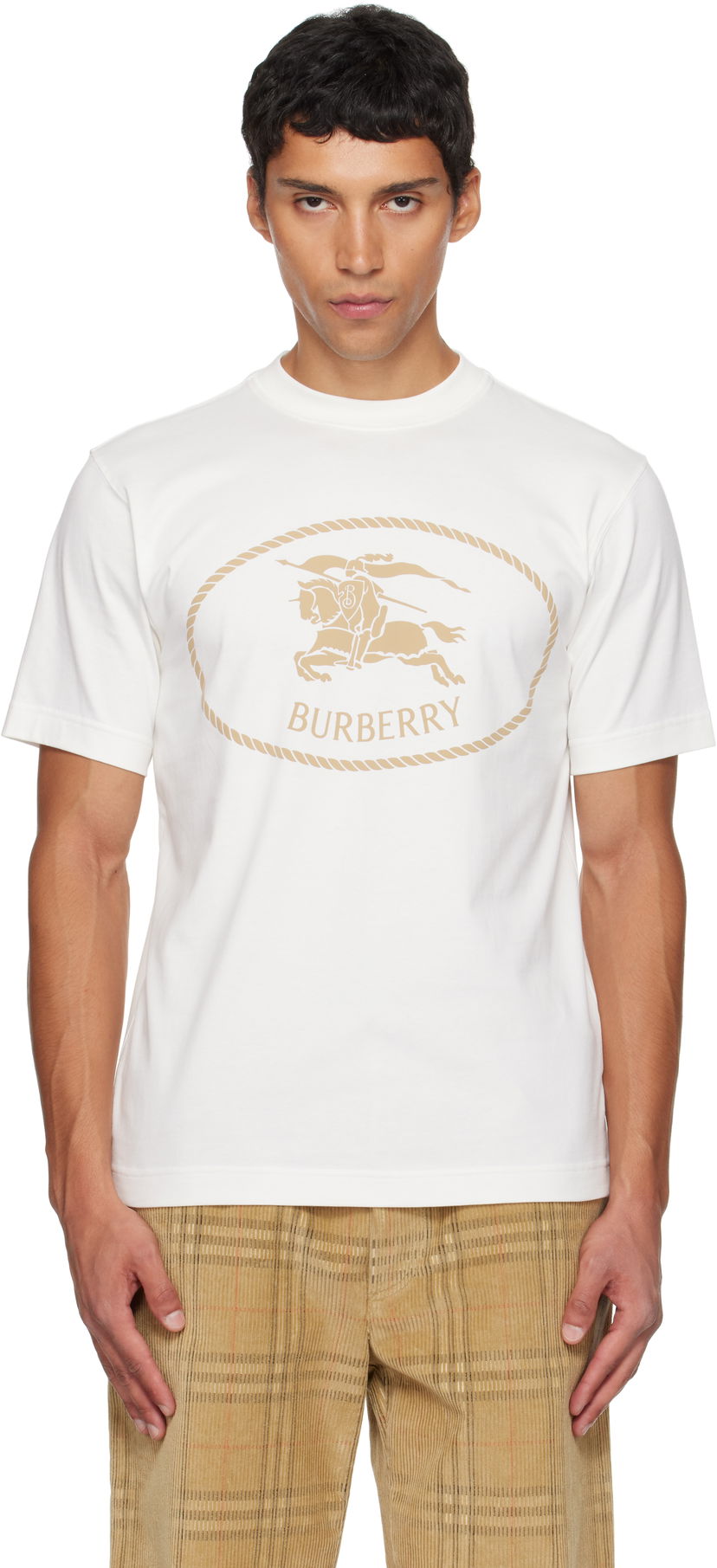 Футболка Burberry Burberry Knight Stamp Cotton T-Shirt білий | 8110112