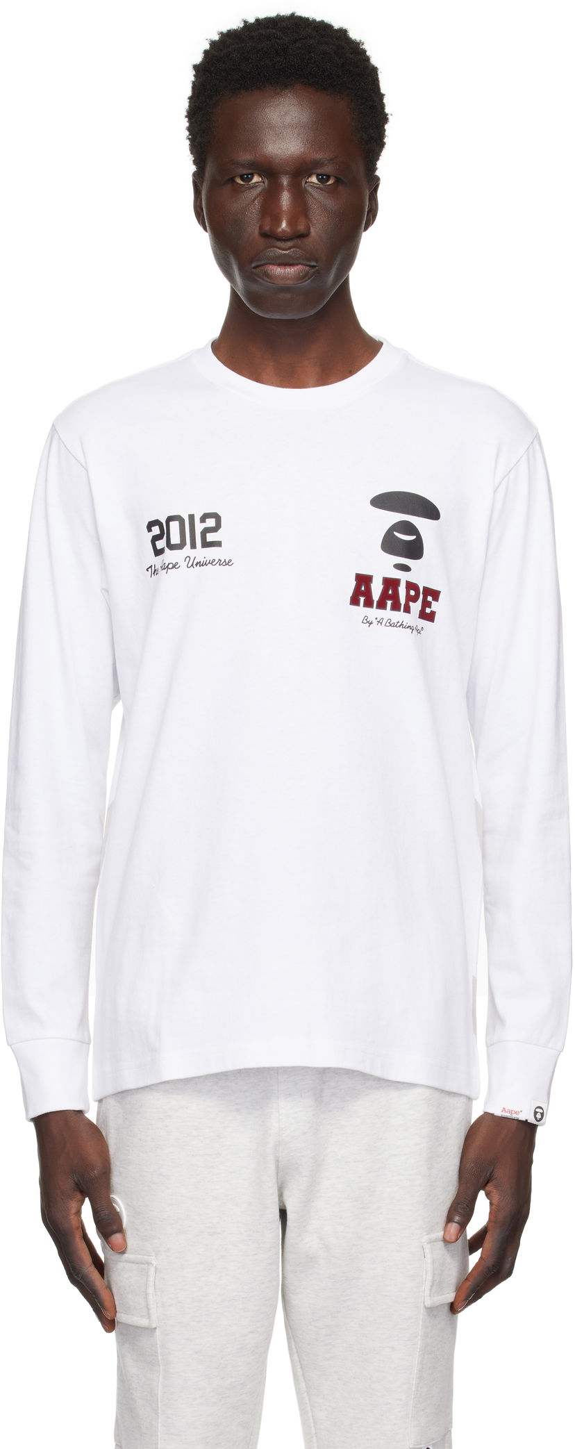 Футболка AAPE by A Bathing Ape AAPE by A Bathing Ape Basic Long Sleeve T-Shirt білий | AAPLTM1558XXNWHX