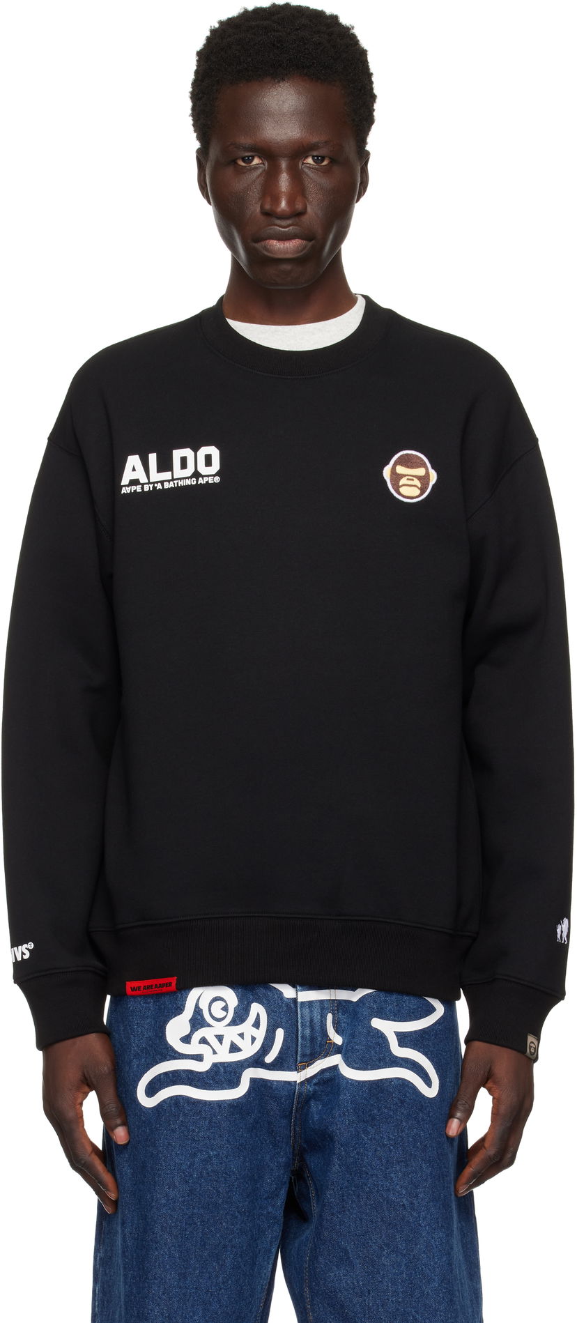 Світшоти AAPE by A Bathing Ape AAPE by A Bathing Ape 'AAPER Aldo' Sweatshirt чорний | AAPSWMB377XXNBKX