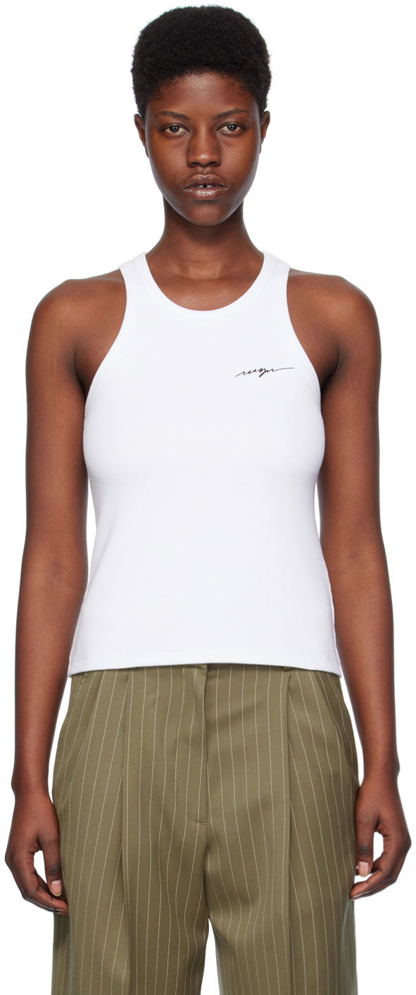 Безрукавка MSGM Embroidered Tank Top білий | 3641MDT86 247108