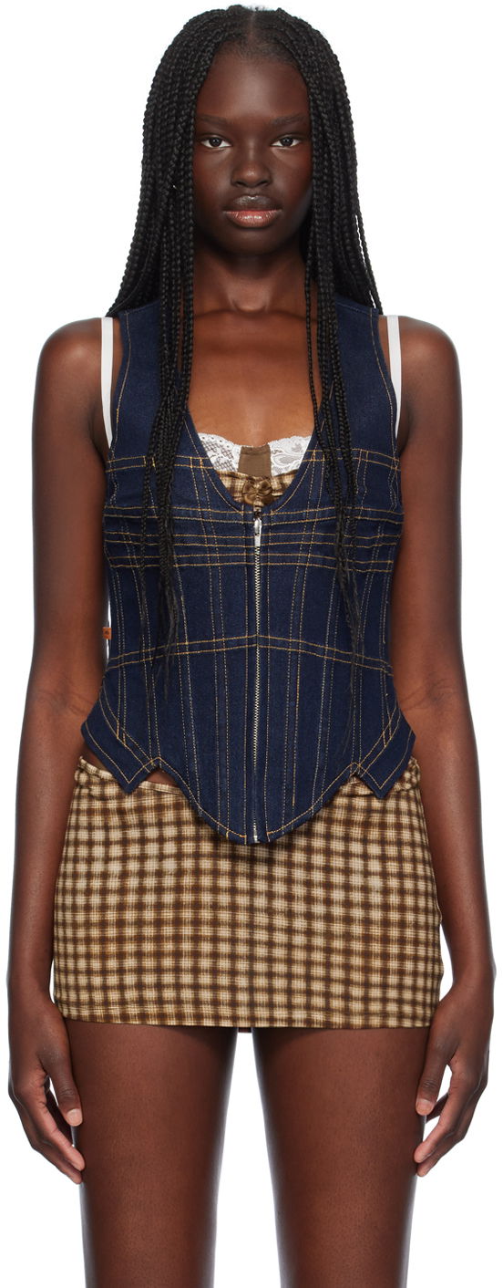 Жилет Miaou Miaou Dolly Denim Corset Top Синій | 7146RWDBLD