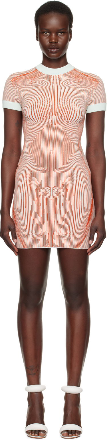 плаття Jean Paul Gaultier Jean Paul Gaultier 'The Morphing Pinstripes Jacquard' Minidress Помаранчевий | 25/33-F-RO374-M084-4215, 0